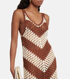 Mellor tassel-trimmed cotton midi dress in multicoloured - Dodo Bar Or | Mytheresa Chic Sleeveless Cotton Crochet Dress, Chic Summer Crochet Cotton Dress, Summer Brown Cotton Midi Dress, Cotton V-neck Crochet Dress, Brown Cotton Midi Dress For Beach, Brown Cotton Mini Dress For Vacation, Cotton Crochet Mini Dress For Vacation, Striped Cotton Midi Dress For Vacation, Beach Striped Midi Length Mini Dress