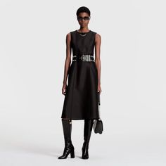 Products by Louis Vuitton: Studded Belt Dress Luxury Black Belted Dress, Studded Belt, Louis Vuitton Official, Belted Dress, Autumn Fashion, Louis Vuitton