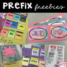 several pictures of different types of papers with the words prefix freebies written on them