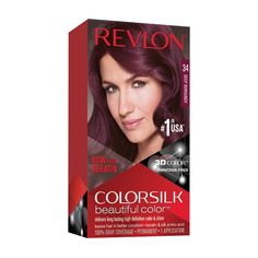 PRICES MAY VARY. Revlon ColorSilk Hair Color 34 Deep Burgundy 1 Each (Pack of 5) - The ammonia-free hair color delivers 100% gray coverage. Achieve rich, long-lasting hair color and a radiant shine at home. Revlon’s 3D Color Gel Technology delivers natural-looking, multi-tonal color from root to tip providing definition and boosting your hair’s dimension. Now enriched with keratin and silk amino acid, ColorSilk’s ammonia-free formula leaves your hair in better condition than before you ever colo Best Burgundy Hair Dye, Burgundy Hair Dye, Ammonia Free Hair Color, How To Dye Hair At Home, Revlon Colorsilk, Revlon Color, Grey Hair Coverage, Target Hair Products, 3d Color