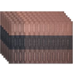 six pieces of brown, black and white paper with vertical stripes on them in varying sizes