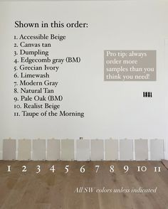 a white wall with the words show in this order on it and an image of a wooden floor