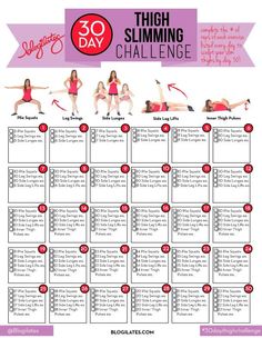 30 Day Thigh Slimming Challenge - Blogilates, Pop Pilates Plie Squats, Motivasi Diet, Thigh Exercises, Body Fitness, Motivation Fitness, Yoga Sequences