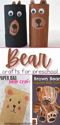 paper bag crafts for preschool with bear faces