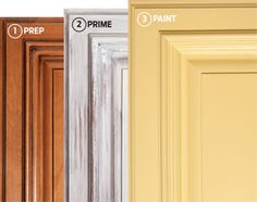 three different types of cabinet doors with the same color and size as shown in this image