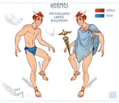 Hermes by Fedini Fedini Greek Mythology, Greek Mythology Hermes, Greek Titans, Greek Mythology Humor, Classical Mythology, Greek Myth, Greek Gods And Goddesses, Greek And Roman Mythology, Greek Mythology Art