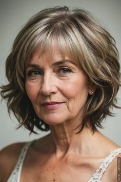 Ash Brown Hair With Highlights, Wash And Wear Haircuts, Short Haircuts For Older Women, Edgy Short Haircuts, Short Hair Waves, Haircuts For Older Women, Cyndi Spivey, Medium Hair Styles For Women