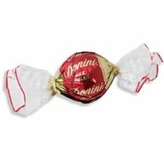 a candy bar wrapped in white and red foil