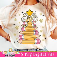 Christmas Teacher Shirt, Christmas Pencil Tree, Pencil Tree, Light Png, Pencil Trees, Student Shirt, Teacher Signs, Tree Light, Teacher Png