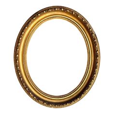 an oval gold frame on a white background