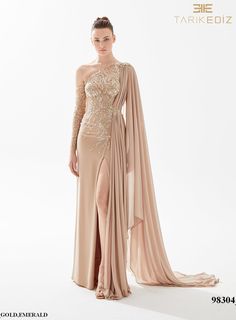 Tarik Ediz: 98304 Tarik Ediz Dresses, Gaun Fashion, Exquisite Gowns, Look Formal, Tarik Ediz, One Shoulder Gown, Chiffon Fashion, Beaded Bodice, فستان سهرة