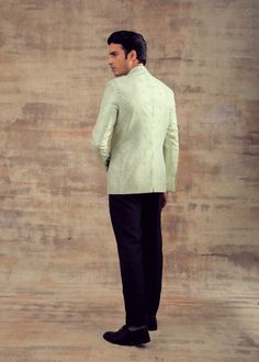 This Jodhpuri Jacket is in Banarasi Silk with Gold zari and Resham weaving. It can also be paired with any pastel colour Kurta Set or any pastel colour Slim Pants. Brand: Panache Haute Couture Availability: Online and In-store Delivery Time: 4-6 Weeks Fabric: Jacket - Banarasi Silk Customisation: Limited Colour Options Available. For more colour options in the fabric please contact our team through WhatsApp+61470219564 Disclaimer: The model is of Size 40 and is 5 feet 10 inches tall and the mode Pastel Blue Color, Kurta Set, Slim Pants, Pastel Blue, Pastel Colors, Color Options, In Store, Weaving, Blue Color