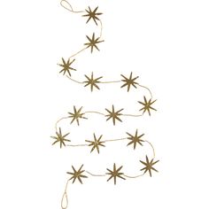 a christmas tree made out of gold stars on a white background with string lights attached to it