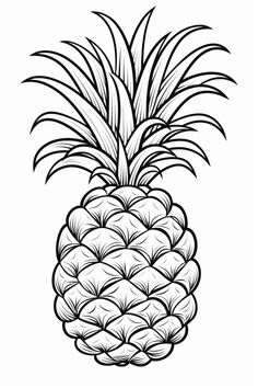 a black and white drawing of a pineapple