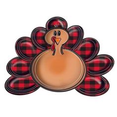 a red and black turkey shaped object on a white background