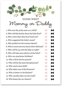 the guess who mommy or daddy game