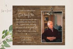 an old man is sitting in front of a wooden plaque with a poem on it