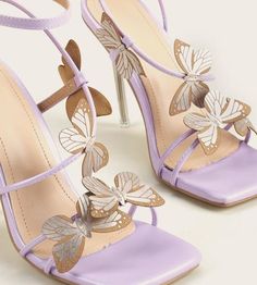 Butterfly Purple High Heels sold by KOSMUISHOE on Storenvy Purple High Heels, Butterfly Heels, Purple Pumps, Butterfly Sandals, Purple Sandals, Crystal Heels, Evening Sandals, Purple Shoes, Super High Heels