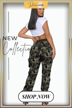 Vintage High Waist Camouflage Cargo Pants Camouflage Cotton Joggers With Pockets, Military Style Bottoms With Elastic Waistband For Streetwear, Camouflage Cotton Bottoms With Elastic Waistband, Camouflage Sweatpants With Pockets For Streetwear, Casual Camouflage Bottoms With Elastic Waistband, Casual Camouflage Parachute Pants With Side Pockets, Camouflage Long Bottoms For Fall, Camouflage Long Pants For Fall, Camouflage Utility Trousers