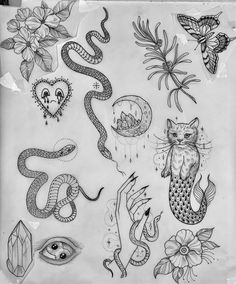 some tattoos on a piece of paper