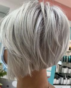 Grey Bob Hairstyles Over 50, Ashy Blonde Bob, Short Grey Bob, Healthy Gray Hair, Short Stacked Bob Haircuts, Stacked Bob Hairstyles, Haircuts For Medium Length Hair, Bob Hairstyles For Thick, Chin Length Hair