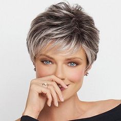 Pinterest Short Hairstyles, Raquel Welch Wigs, Monofilament Wigs, Short Grey Hair, Short Hairstyles For Thick Hair, Short Hair Wigs, Short Layered Haircuts, Pinterest Hair, Short Straight Hair