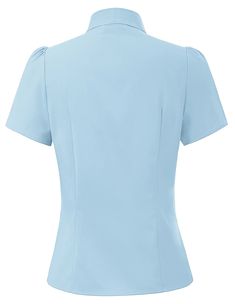 Women's Stylish Solid Color Short Sleeve Bow-Knot Decorated Shirt Tops | Belle Poque – Belle Poque Offcial Light Blue Button-up Office Tops, Luxury Light Blue Short Sleeve Shirt, Light Blue Fitted Button-up Blouse, Elegant Light Blue Button-up Blouse, Feminine Blue Button-up Blouse, Color Shorts, Diy Inspiration, Stylish Women, Top Shirt