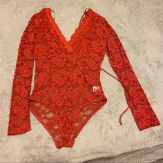 Red Lace Bodysuit (L) Never Worn Red Lace Bodysuit, Lace Bodysuit, Red Lace, Womens Tops, Lace, Red, Women Shopping, Color