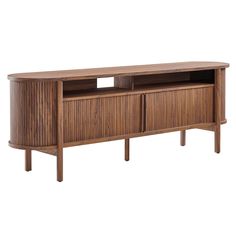 the sideboard is made out of wood and has two doors on each side, one with