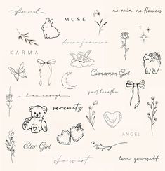 the drawing shows many different types of tattoos