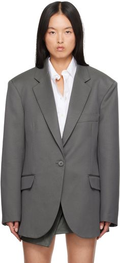 Oversized viscose-blend twill blazer. · Notched lapel · Button closure · Mock welt pocket · Flap pockets · Padded shoulders · Four-button surgeon's cuffs · Central vent at back hem · Full satin lining Supplier color: Light khaki The Frankie Shop, Frankie Shop, Oversized Blazer, Flap Pocket, Welt Pocket, Color Light, Apparel Accessories, Satin, Blazer