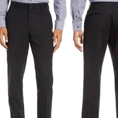 Nwt Black Dress Pants 32r 65% Polyester /35% Rayon Black Flat Front Dress Pants For Business Casual, Black Dress Pants With Welt Pockets And Flat Front, Black Flat Front Dress Pants For Semi-formal Occasions, Semi-formal Black Flat Front Dress Pants, Black Semi-formal Flat Front Dress Pants, Black Semi-formal Work Pants With Welt Pockets, Semi-formal Black Work Pants With Welt Pockets, Black Slim Fit Work Pants For Formal Occasions, Black Formal Work Pants With Straight Hem