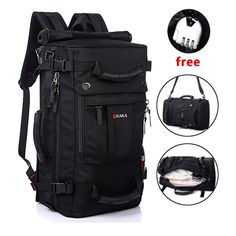 High Quality Water Resistant Material.Made From Oxford Materual Highly Durable And Water Resistant. 13"L X 22"H X 8"W Capacity Is 35l Fits 15.6" Laptop. Can Be Used As Laptop Backpack Schoolbag,Briefcase,Luggage Etc A Side Main Bag Structure With 2 Pockets In The Front Mesh Packet On The Side,And Main Bag Contains A Laptop Protection Compartment Comes With A Complimentary Lock Cheap Travel Satchel For Men, Multifunctional Anti-theft Outdoor Backpack, Functional Large Capacity Backpack For Hiking, Functional Anti-theft Bag For Hiking, Multifunctional Black Hiking Bag, Functional Anti-theft Hiking Bags, Practical Black Backpack For Trips, Multifunctional Waterproof Backpack For Trip, Large Capacity Black Backpack For Hiking