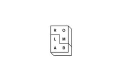 the logo for rom lab, which is designed to look like a box with letters on it