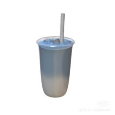 a plastic cup with a straw sticking out of it