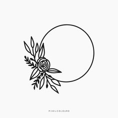 a black and white drawing of a flower