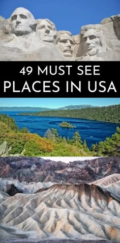 the presidents are depicted in this collage with text that reads, 39 must see places in usa