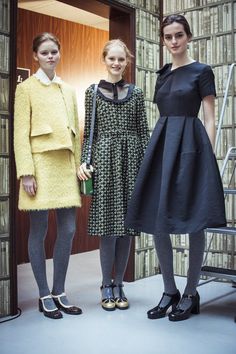 Orla Kiely Fashion Show | AW 15 Purple Tights, Denim Street Style, Shabby Look, Winter Dress Outfits, Women Shoes Online