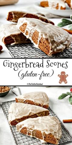 an image of gingerbread scones gluten free with frosting on top