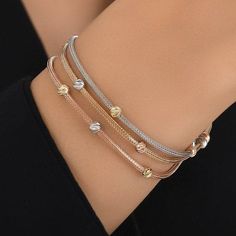 "\"14k Gold Round Foxtail Bracelet w/ Sailor Lock | Round Mesh - Woven Tubular Chain, Multi Color Dorika Balls Beaded Bracelet | Gift For Her\" * Material: 14k Yellow Gold, 14k Rose Gold, 14k White Gold * Weight: 8,40gram (for 7,5\", +/-%5) Contact me if you are unsure about length. Extension links are standard for minor adjustments. ∙ P R O D U C T I O N ∙ ‣ All of our products are handmade and made to order ‣ All of our items are 14K real gold. We do not carry any gold filled, gold plated, or Elegant Sterling Silver Bracelet With Spacer Beads, Luxury Round Beads Jewelry, Stackable Rondelle Bracelets, Elegant Rose Gold Charm Bracelet With Round Beads, Dainty Rose Gold Jewelry With Spacer Beads, Elegant Rose Gold Bead Charm Bracelet, Stackable White Gold Bracelet, Fine Jewelry Charm Bracelet With Jubilee Design, Luxury Spacer Beads Jewelry For Gifts