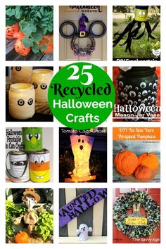 a collage of pumpkins and other halloween decorations