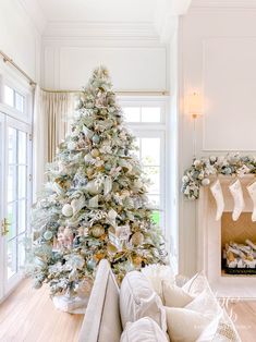 a decorated christmas tree in a living room