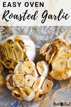 an image of roasted garlic with text overlay