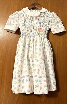 Vintage Polly Flinders Smocked Candy Ice Cream Print Dress Girls Size 6x  | eBay Spring Playful Smocked Dress With Smocked Bodice, Playful Smocked Dress For Spring With Smocked Bodice, Playful Smocked Dress With Smocked Bodice For Spring, Playful Smocked Dress With Smocked Bodice For Summer, Playful Summer Smocked Dress With Smocked Back, Playful Summer Smocked Dress, Playful Multicolor Smocked Summer Dress, Playful Multicolor Smocked Dress, Playful Short Sleeve Dress With Smocked Bodice