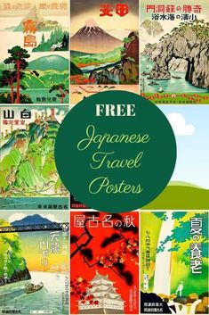 japanese travel posters with the words free