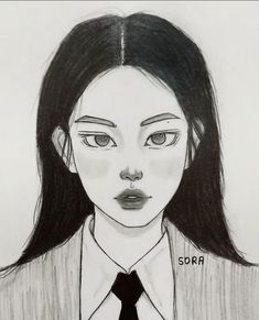 a drawing of a woman wearing a suit and tie