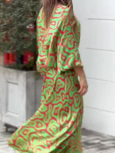 Loose Print Long Sleeved Top High Waist Bust Large Skirt Suit Large Skirt, Leisure Suit, Suits For Sale, Dress Suit, Long Sleeved Top, Dress Suits, Lantern Sleeves, Skirt Suit, Skirt Length