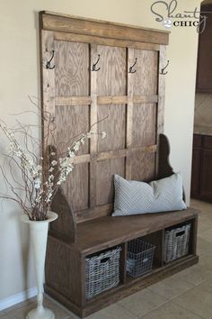 the diy hall tree is made from an old door