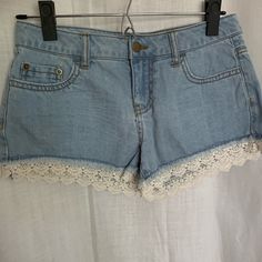 Light-Wash Low-Rise Jean Shorts From Forever 21 With Lace Detailing On The Bottom. So Cute For Summer. Never Worn, Perfect Condition. Size 24 Not A Sizing Option So I Listed As S. Forever 21 Light Wash Summer Shorts, Forever 21 Light Wash Summer Bottoms, Forever 21 Cotton Jean Shorts, Forever 21 Cotton Jean Shorts For Spring, Forever 21 Cotton Shorts For Spring, Forever 21 Light Wash Jean Shorts For Summer, Forever 21 Spring Cutoff Shorts, Forever 21 Cutoff Shorts For Spring, High-waisted Jean Shorts From Forever 21 For Spring