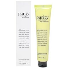 Philosophy Purity Made Simple Pore Extractor Exfoliating Clay Mask 2.5 oz Eye Gel Mask, Pore Extractor, Philosophy Purity, Oxygen Facial, Salicylic Acid Acne, Remove Blackheads, Skin Collagen, Gel Mask, City Market